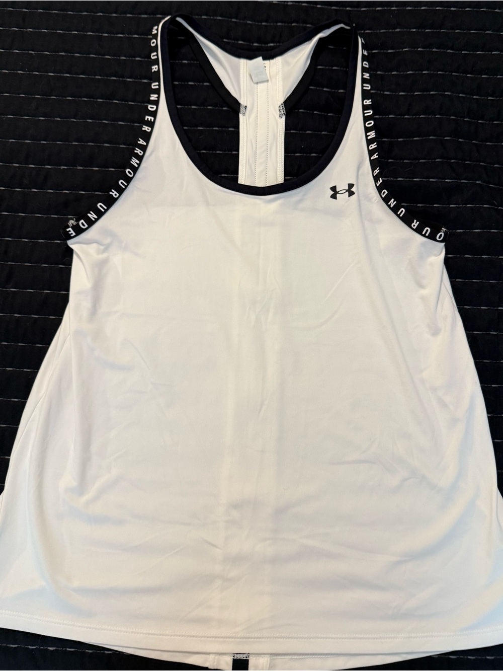 Under Armour White Racerback Tank with Black Trim